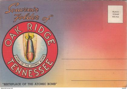 Oak Ridge Tennessee 'Home of the Atomic Bomb' Views of Town and Nuclear Facilities, c1940s Vintage Postcard Folder