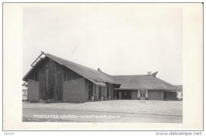 Kingfisher OK Oklahoma, Federated Church Building Architecture c1940s/50s Vintage Real Photo Postcard