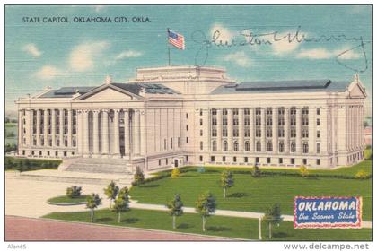 Oklahoma Governor Johnston Murray Autograph, State Capitol in Oklahoma City OK, Politician c1950s Vintage Postcard