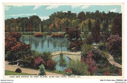 AOGP1-0055-ETATS-UNIS - LAKE AND BRIDGE TO ROSE ISLAND - GLEN OAK PARK - PEORIA - ILL