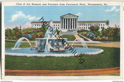 Pennsylvania - Philadelphia - View of Art Museum and Fountain from Fairmount Park - Pub. P. Sander Philadelphia