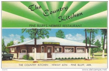 Pine Bluff Arkansas, Country Kitchen Restaurant on c1950s Vintage Linen Postcard