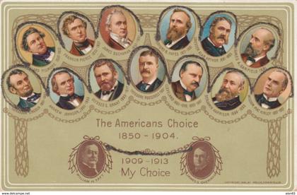 1908 Presidential Campaign 'Americans Choice 1850-1904' Taft/Sherman Ticket for 1908, c1900s Vintage Postcard