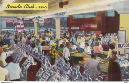 Reno Nevada, Nevada Club Casino Interior View, c1950s/60s Vintage Postcard