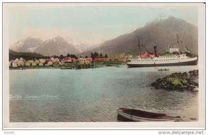 Sitka AK Alaska, Baranoff Island, Ship Steamer in Harbor c1910s/20s Vintage Real Photo Postcard