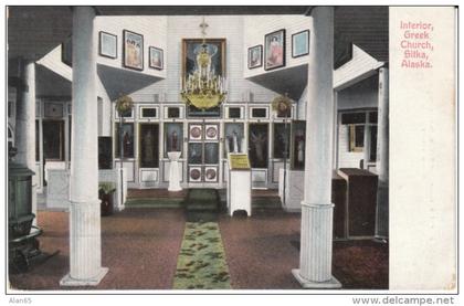 Sitka Alaska, Interior Greek Church, Icons, Religion, c1900s/10s Vintage Postcard