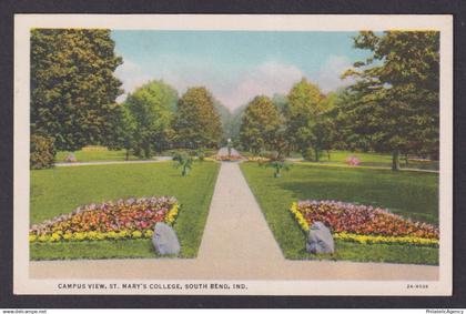 Postcard, United States, South Bend IN, Campus view, St. Mary's college