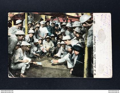 Ansichtskarte Postcard - US Soldiers Life - "cock fighting" 1908