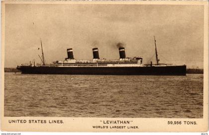 PC US, LEVIATHAN, WORLD'S LARGEST LINER, SHIP, VINTAGE POSTCARD (B45714)