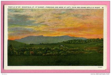 AMERIQUE - ETATS-UNIS - VERMONT - PROFILE OF MT. MANSFIELD VT. AT SUNSET - FOREHEAD AND NOSE AT LEFT - CHIN AND ADAMS