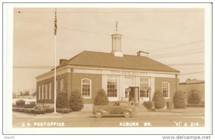 Auburn WA US Post Office on c1940s Vintage Real Photo Postcard