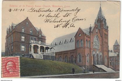 WATERBURY - CONN. - UNITED STATES - EXTERIOR OF ST. FRANCIS XAVIER CHURCH - VIAGG. 1910 -89111-