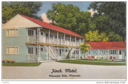 Wisconsin Dells WI Wisconsin, Finch Motel, Lodging, c1940s/50s Vintage Linen Postcard