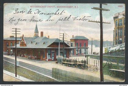 +++ CPA - Amérique - Etats Unis - Rhode Island -  WOONSOCKET - Depot  //