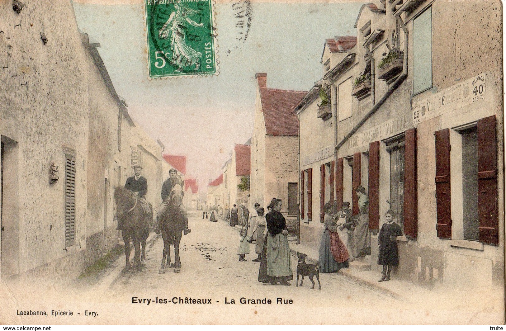 EVRY-LES-CHATEAUX LA GRANDE RUE CARTE COLORISEE