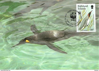 1991 - FALKLAND ISLANDS - King Penguin - Pingouin Manchot royal  WWF