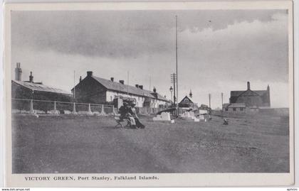 Falkland Islands Port Stanley Victory Green Vintage Postcard