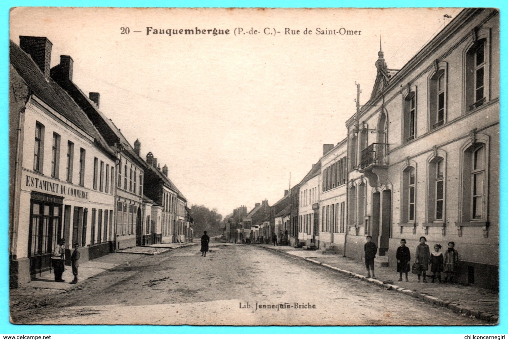 Fauquembergues - Rue de St Saint Omer - Estaminet du Commerce - Animée - Imp. CATALA FRERES - Lib. JENNEQUIN