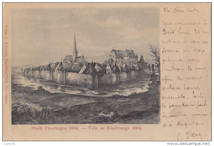 Fénétrange 57 - Stadt Finstingen 1604 - Cachet Postal précurseur