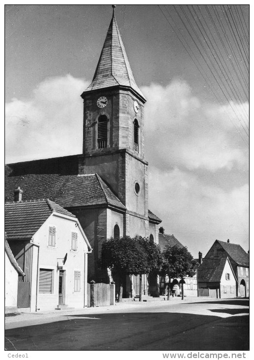 FESSENHEIM  L'EGLISE ET RUE PRINCIPALE