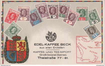 Philatelie Litho AK Fiji Fidschi Viti Suva Briefmarke Stamp Timbre Ozeanien Polynesien Polynesie Colony Edel Kaffee Beck