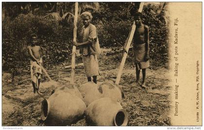 fiji islands, KADAVU, Baking of Pots, Native Pottery Making (1910s) F.W. Caine