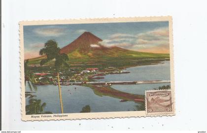 MAYON VOLCANO PHILIPPINES (VOLCANO STAMP WITH MAYON VOLCANO AND POSTCARD  WITH MAYON VOLCANO)