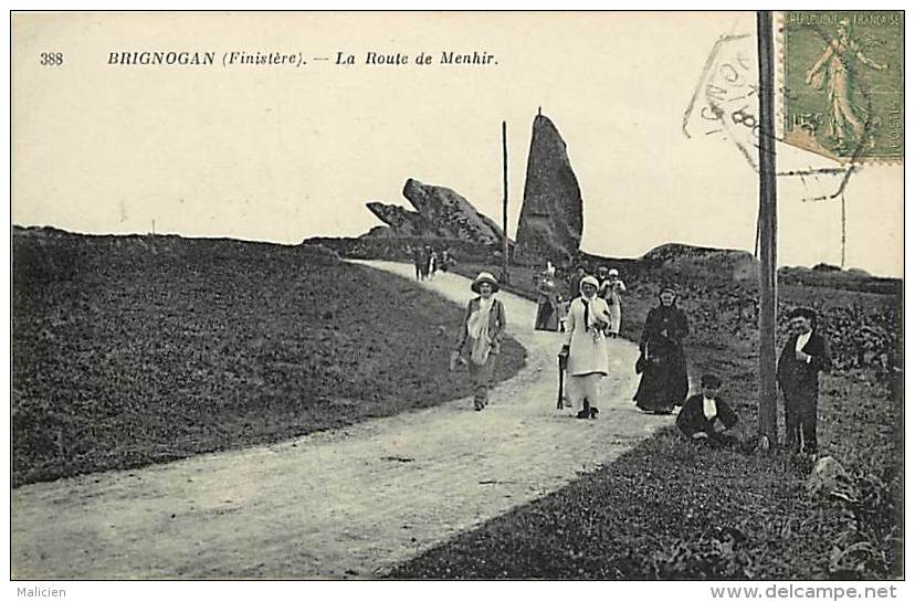 - finistere -ref -D88 -  brignogan plage -la route du menhir - menhirs -  carte bon etat -