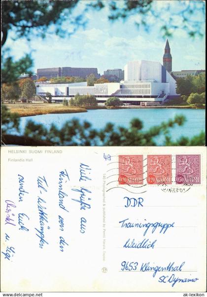 Postcard Helsinki Helsingfors Finlandia Hall 1970