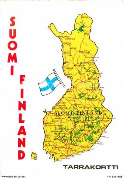 72701371 Finnland Suomi Geografische Karte Flagge Tarrakortti