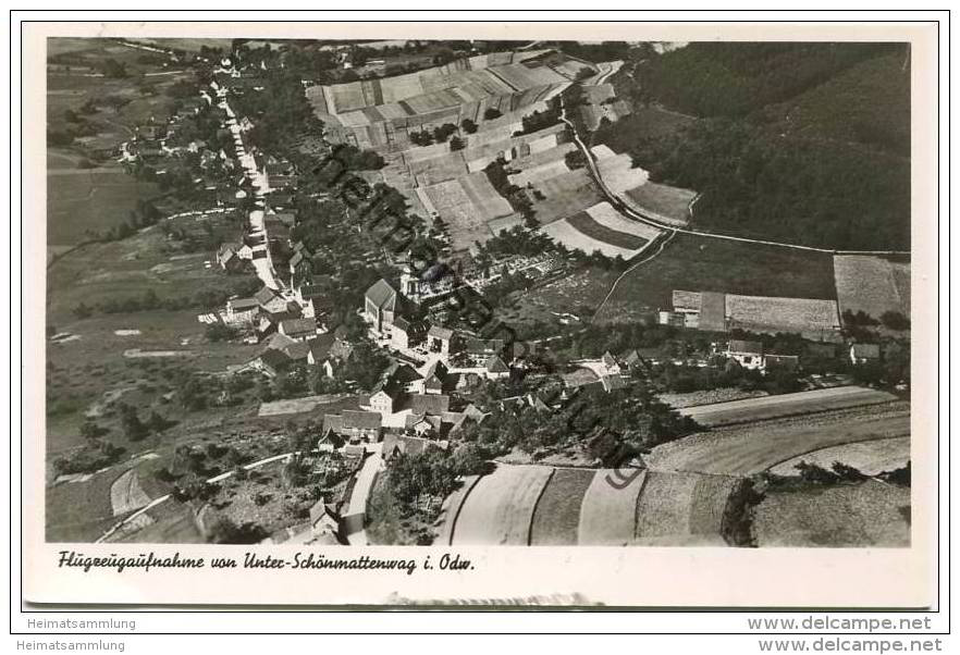 Flugzeugaufnahme von Unter-Schönmattenwag im Odenwald - Foto-AK