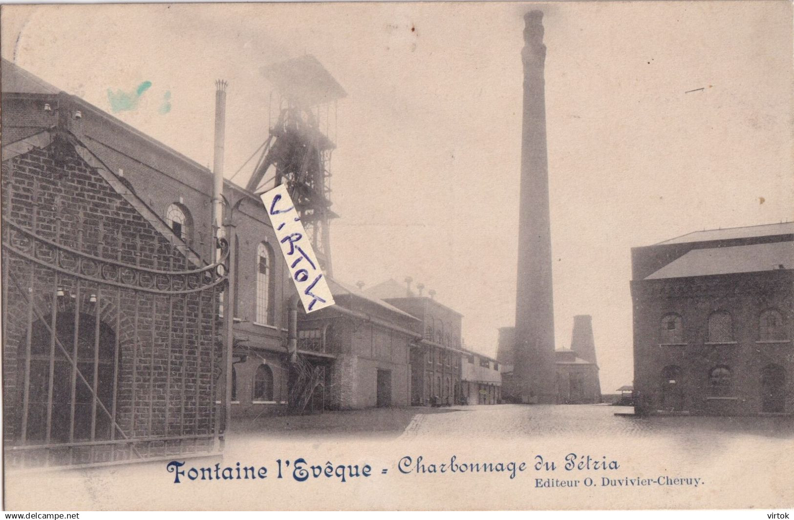 Fontaine - L' Eveque :  charbonnage du Petria  :  1918   avec timbre