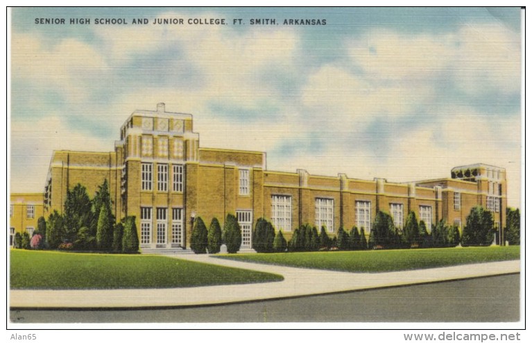 Fort Smith AR Arkansas, High School and Junior College, c1930s/40s Vintage Linen Postcard