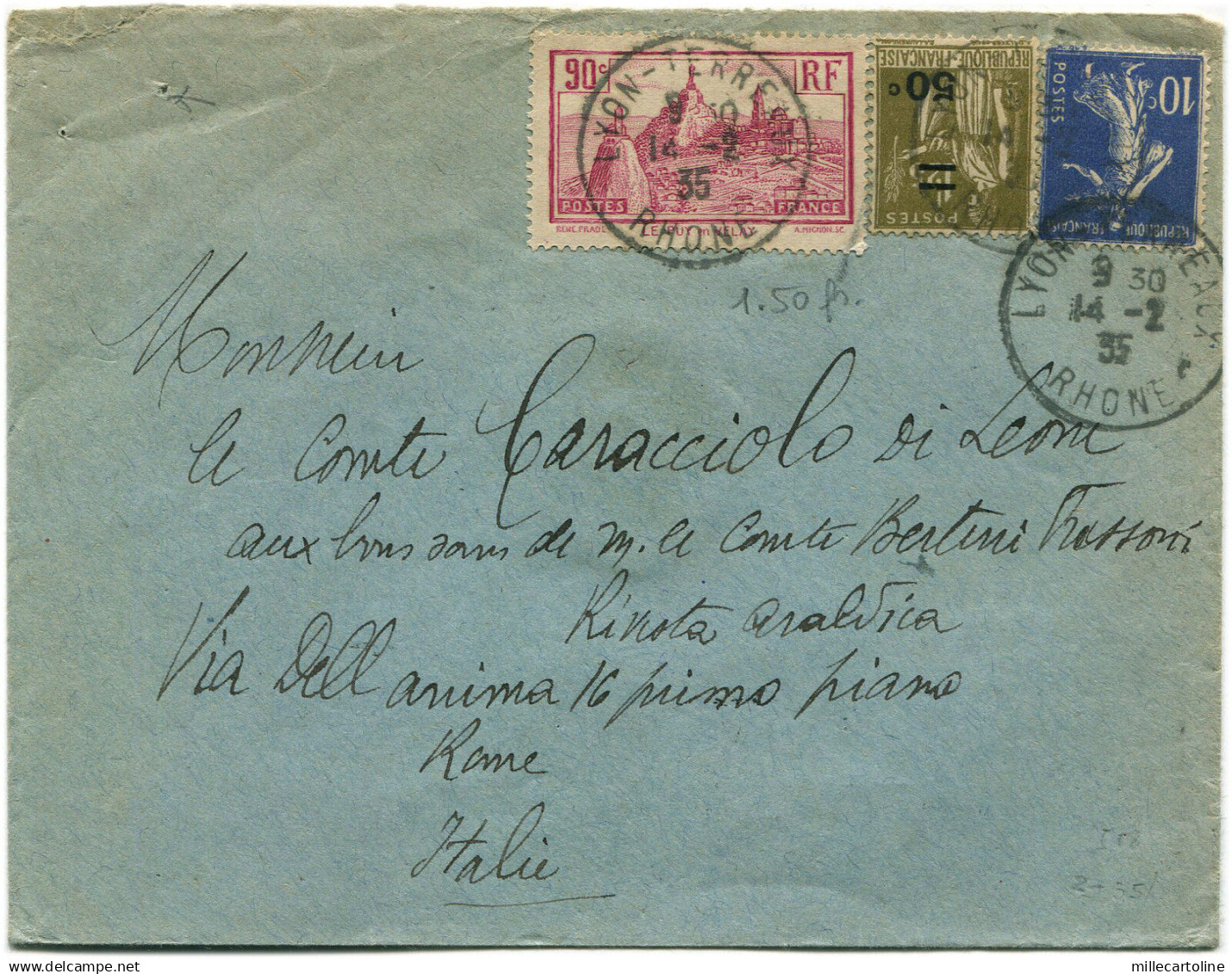 FRANCE, ANNULS LYON-TERREAUX, 1935, 3 STAMPS (279, 290, 298)                   m