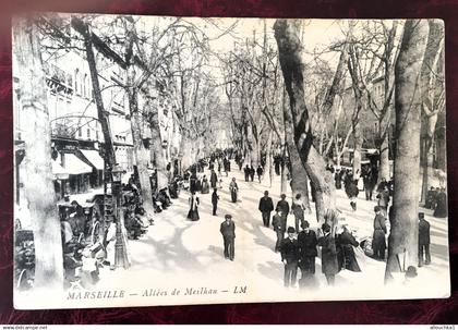 1910-Marseille Allées de Meilland Canebière, centre ville-Animé -13- -B-d-R Carte Postale-CPA