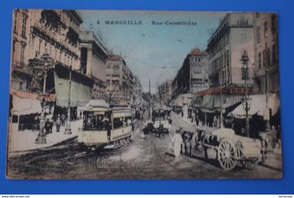 TROLLEY-BUS-TRAMWAY--1908 Canebière, centre ville MARSEILLE CPA-Carte Postale [13] Bouches-du-Rhône  Pour MARSEILLE