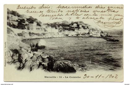 tarjeta postal de marseille- la corniche. circulada 1902.