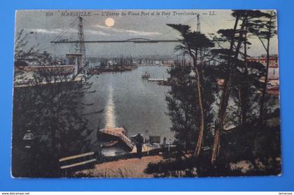 1907 CPA MARSEILLE - LE PONT TRANSBORDEUR ENTRÉE DU VIEUX PORT COUCHER DE SOLEIL Carte Postale [13] Bouches-du-Rhône