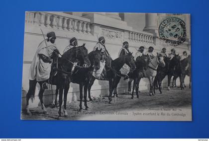 1906 CPA EXPOSITION COLONIALE MARSEILLE-SPAHIS ESCORTANT LE ROI DU CAMBODGE FRANÇAIS Carte Postale Bouches-du-Rhône