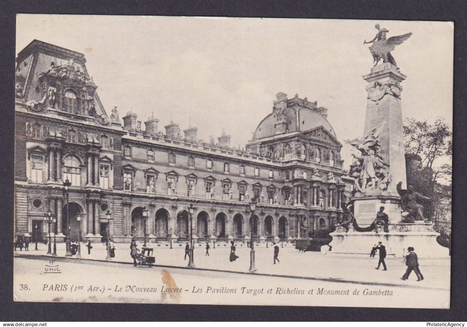 FRANCE, Postcard RPPC, Paris, The New Louvre, Gambetta Monument