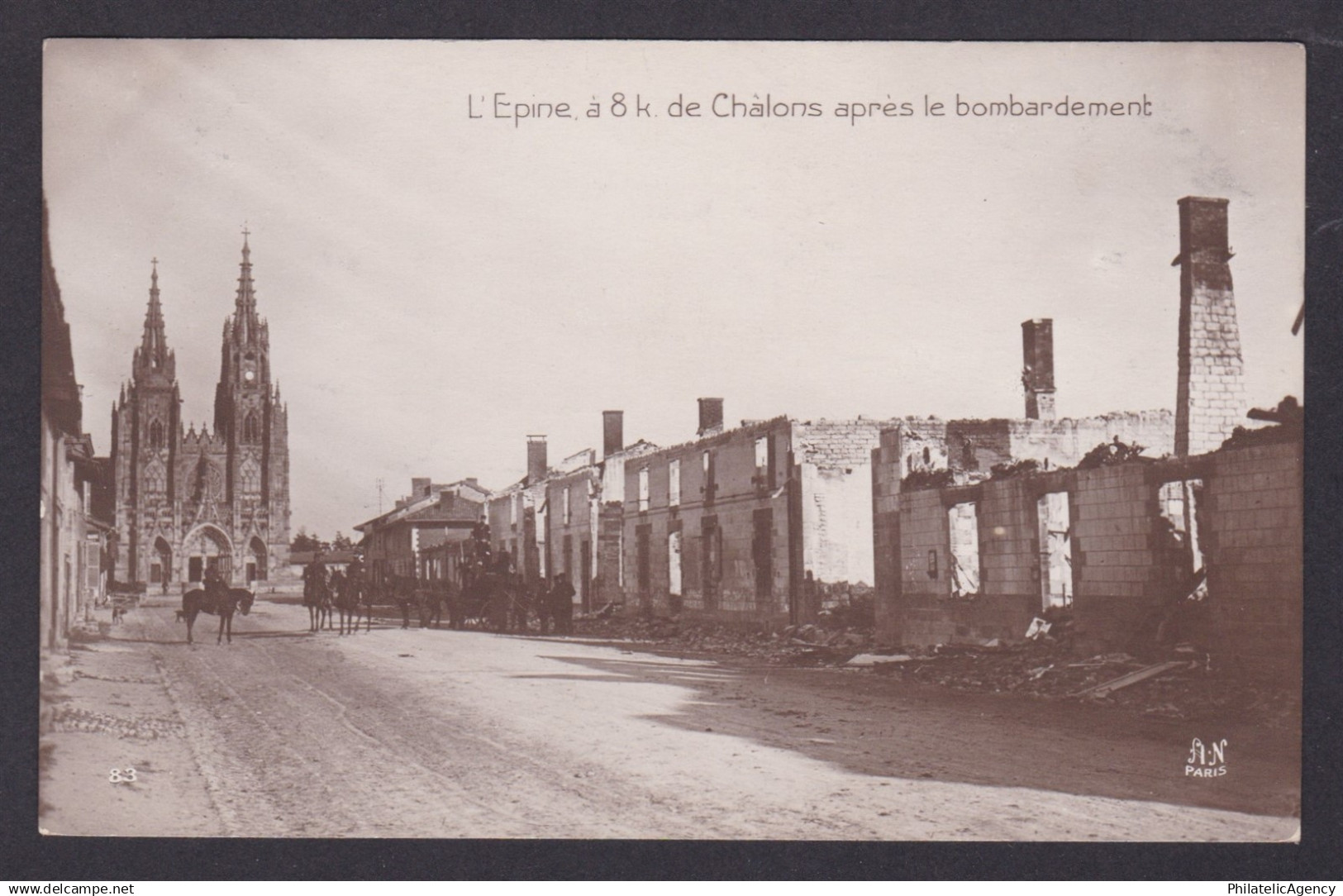 FRANCE, Vintage postcard, L'Épine, After the bombing, WWI