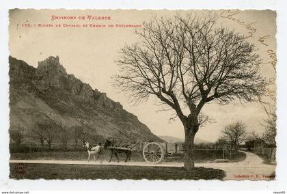 chemin de Guilherand et Ruines de Crussol,attelage de chevaux.