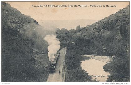 26 // Route de ROCHETAILLEE   près  saint Vallier,   Vallée de la Galeure   Charrat édit   passage du train