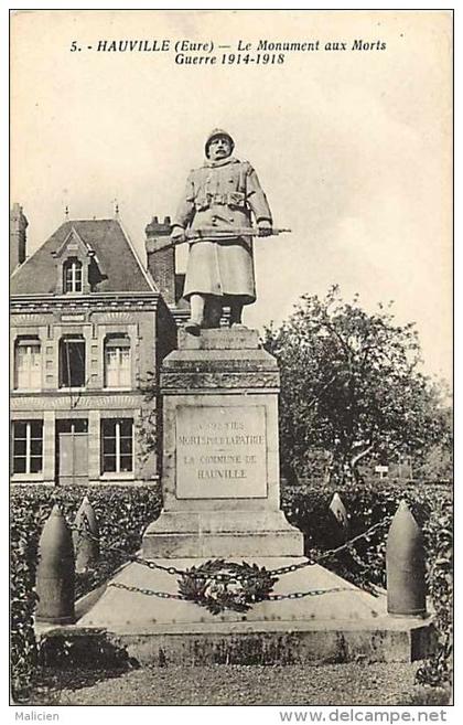 eure - ref  k 488 - hauville - le monument aux morts  - guerre 1914-18  -  carte bon état  -