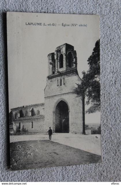 Cpa 1926, Laplume, église, Lot et Garonne 47