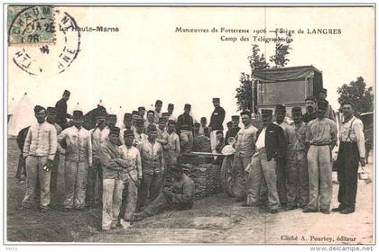 CARTE POSTALE ANCIENNE DE LANGRES -   CAMPS DES TELEGRAPHISTES   SIEGE DE LANGRES