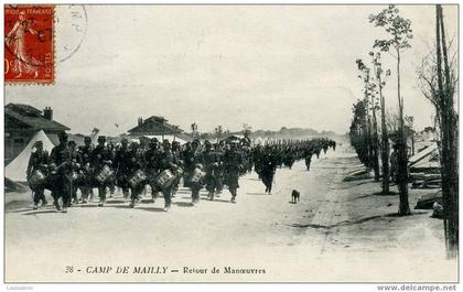 CAMP DE MAILLY RETOUR DE MANOEUVRES ANIMEE 1907 TPE