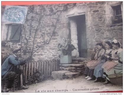 1909  CPA  LA FETE LES VOEUX > de Foulain haute marne la vie aux champs conversation galante