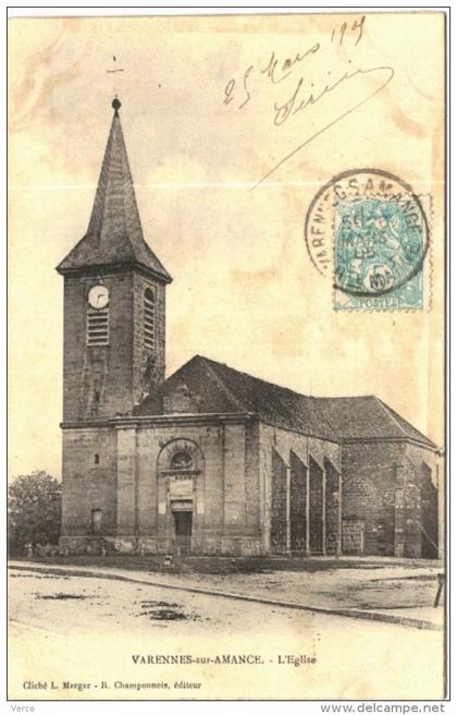 Carte Postale Ancienne de VARENNES SUR AMANCE-L'église