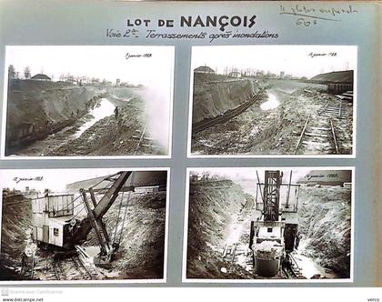 PHOTOS Anciennes  de NANCOIS - 4 Photos Originales 9x13 cm, Voie 2 Ter Terrassements aprés inondations